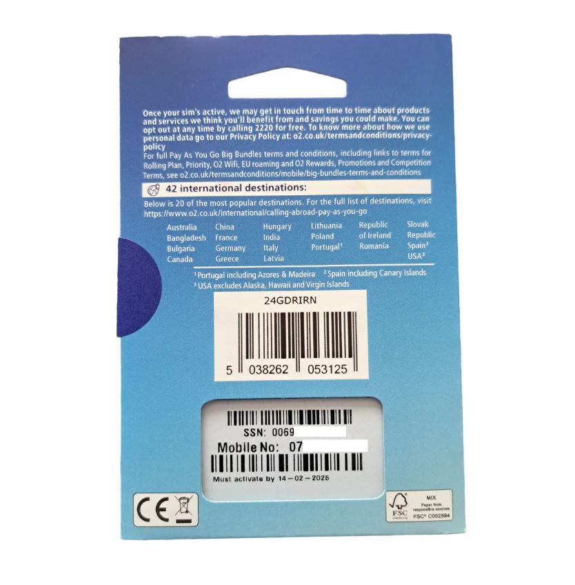 O2 sim packaging